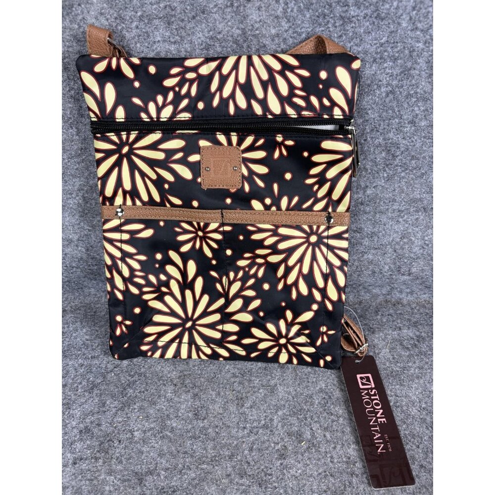 Stone Mountain Crossbody Bag Womens One Size Black Nylon Floral Lockport Purse